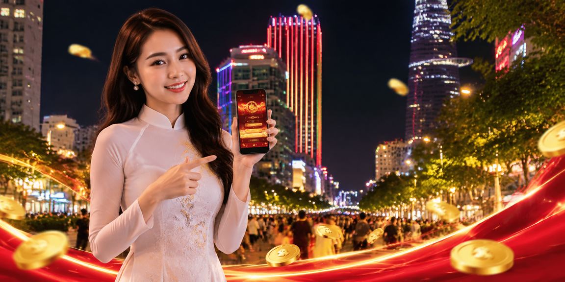 Người dùng trải nghiệm casino trên di động tại TP. Hồ Chí Minh với trang phục áo dài