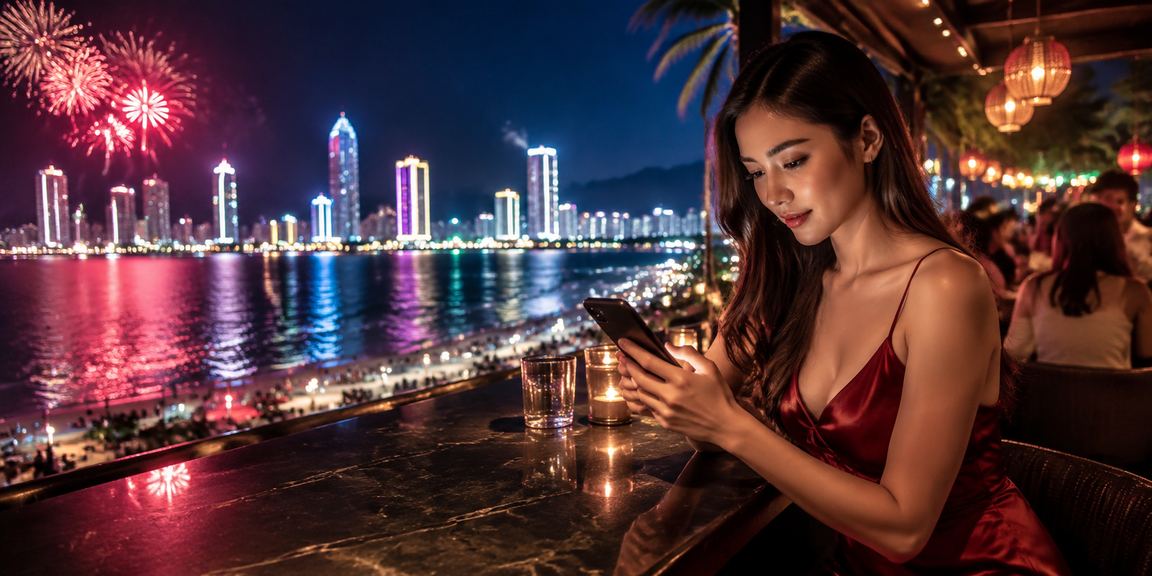 Người chơi casino trên điện thoại di động bên tách cà phê tại Vũng Tàu